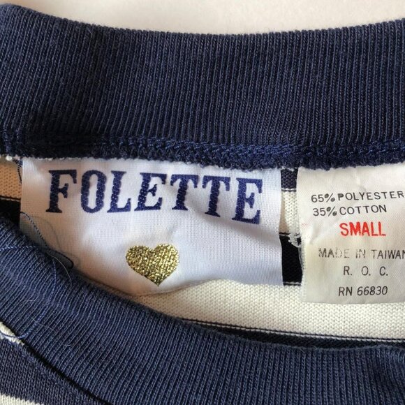 Folette, Oversized Small, Nautical Stripe,  Cotton-blend top, White/Green/Blue - Picture 3 of 8